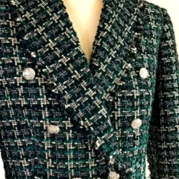 Rachel Zoe Emerald Tweed Jacket - Picture 2 of 7